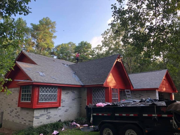 Roof installation on rustic home