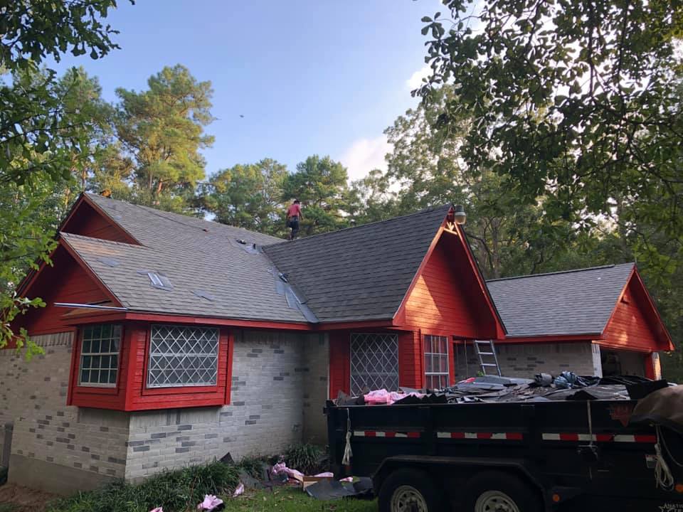 Roof installation on rustic home