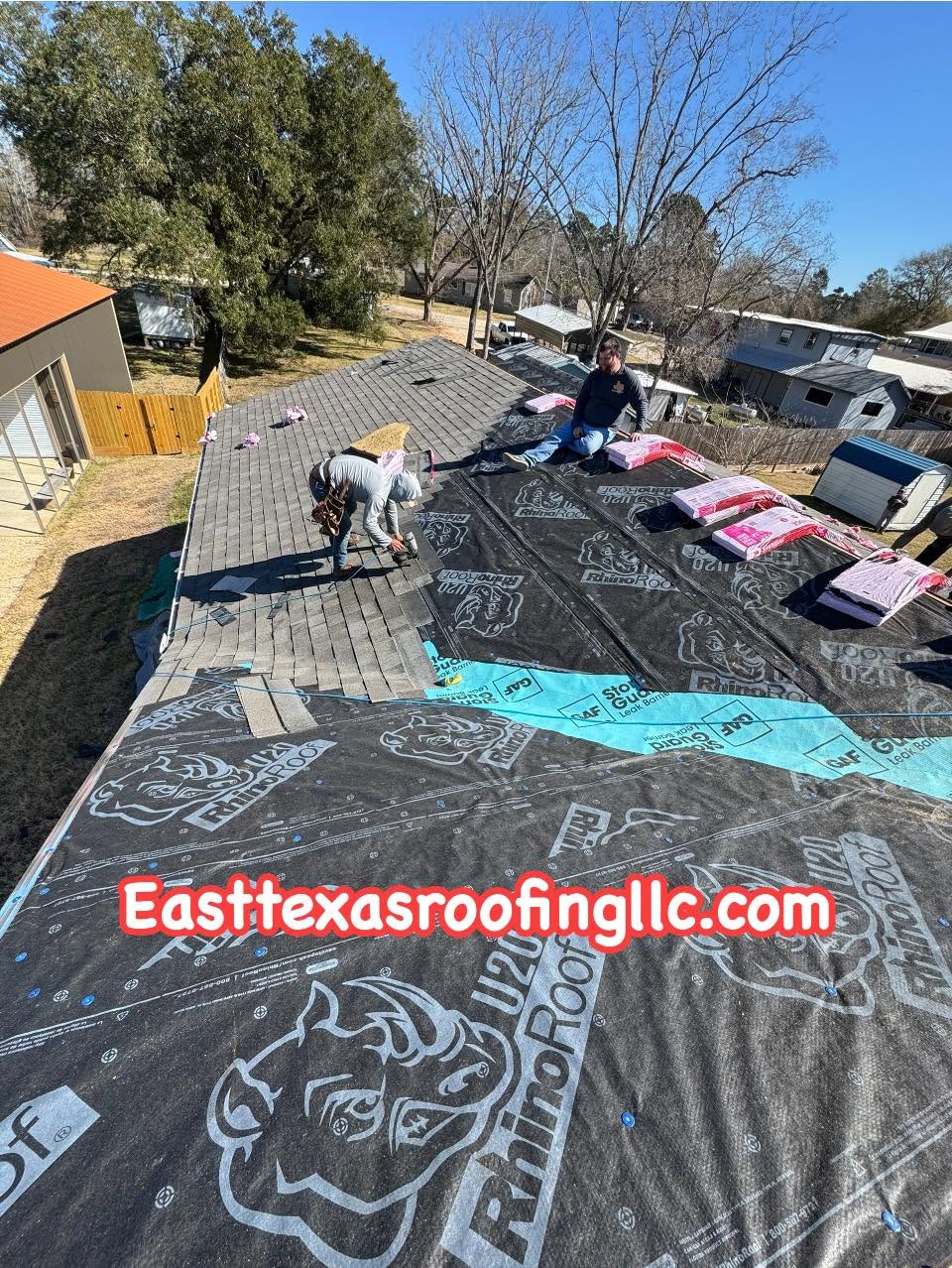 Residential roof re-shingling, East Texas home